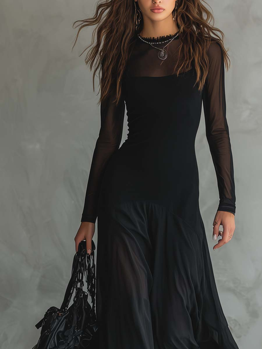 Neroa • Abito maxi a vestibilità ampia in tulle nero